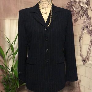 Le Suit Petite Navy w White Stripe Blazer Size  P6